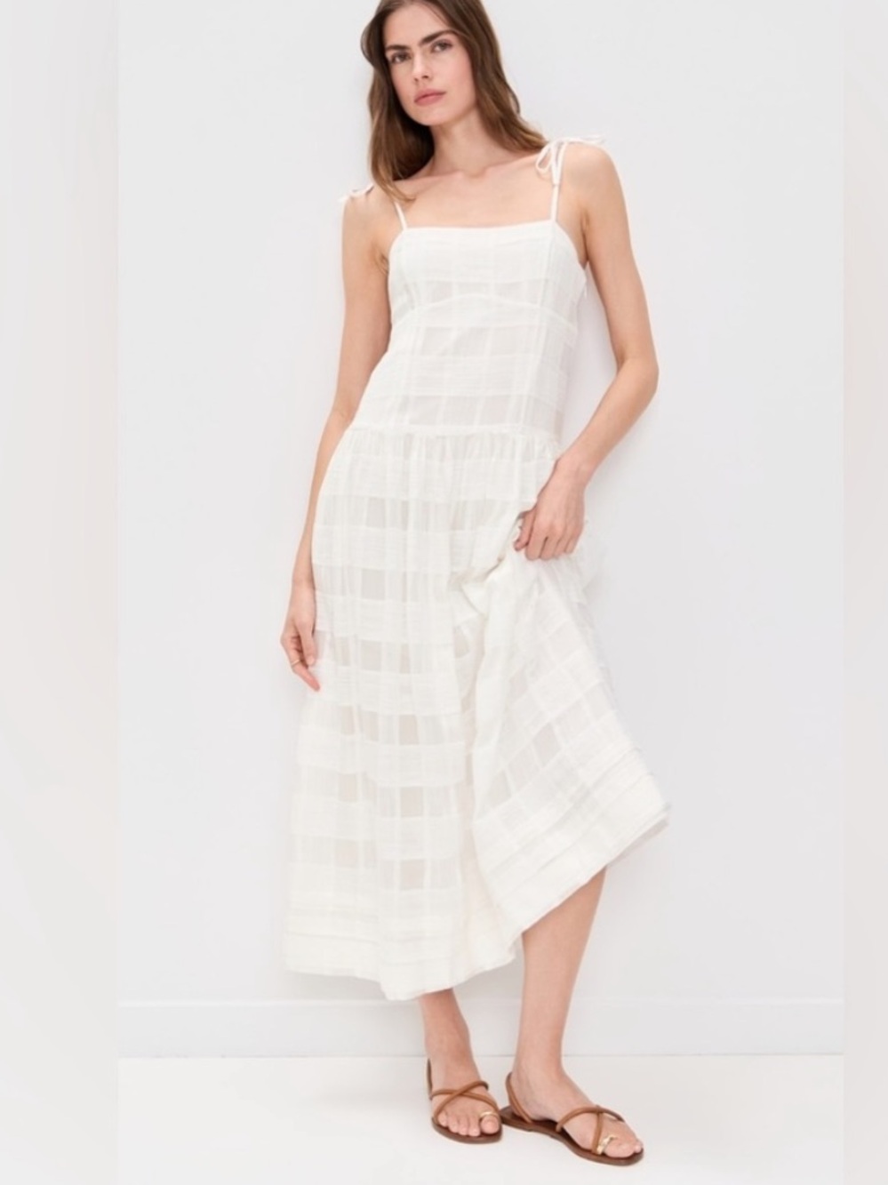 rag & bone White Tie-Strap Midi Dress